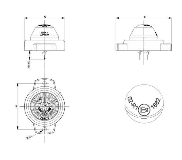 LED markerings lamp WIT - 12/24V - E-keurmerk
