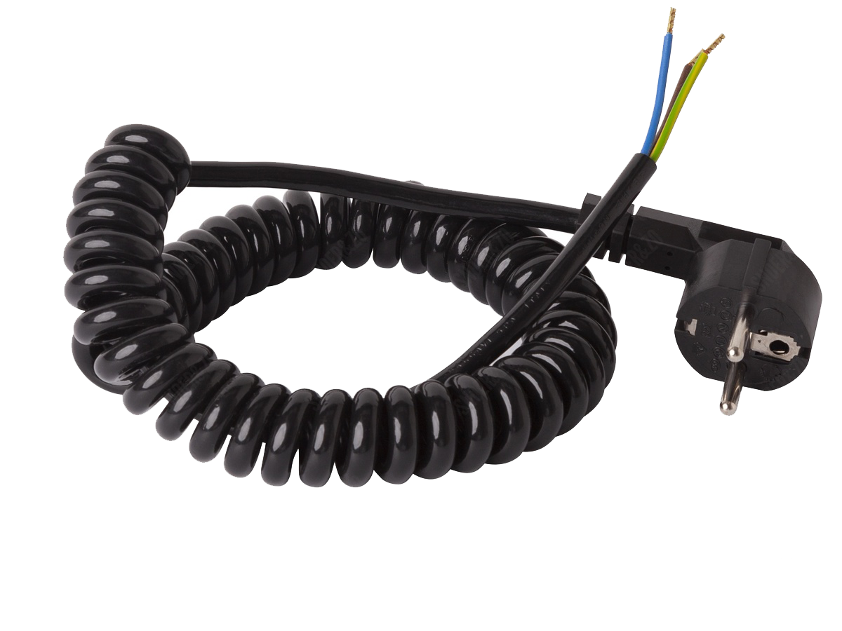 Spiraalsnoer met stekker - 3 x 1mmÂ² - 70cm