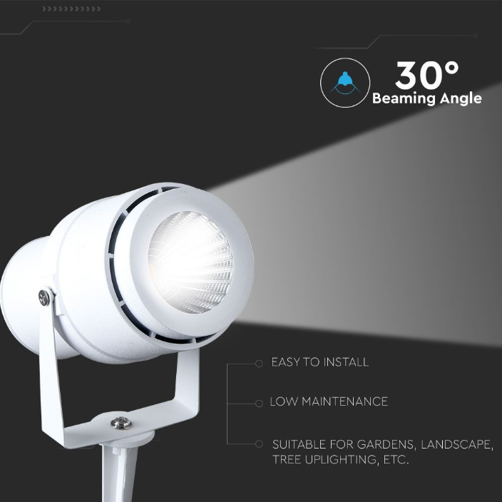 220 Volt - Tuinlamp - Neutraal wit - 12 Watt - Witte behuizing - Grond spot
