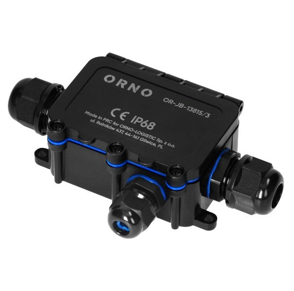 Opbouw Lasdoos IP68 Waterdicht – 2x M20 & 1x M16 Kabelwartel – Zwart – 0,5-6 mm²