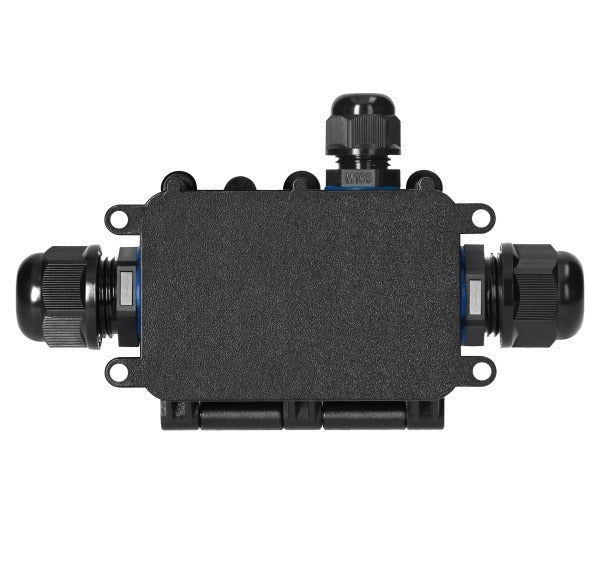Opbouw Lasdoos IP68 Waterdicht – 2x M20 & 1x M16 Kabelwartel – Zwart – 0,5-6 mm²