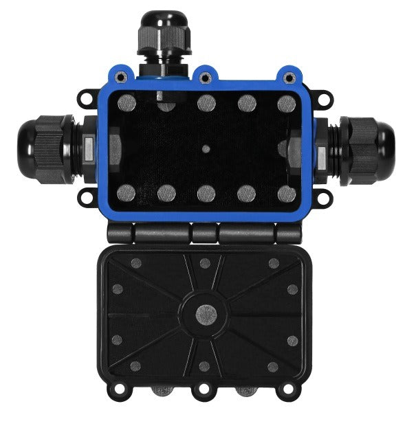 Opbouw Lasdoos IP68 Waterdicht – 2x M20 & 1x M16 Kabelwartel – Zwart – 0,5-6 mm²