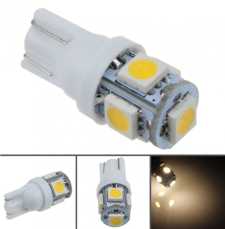 2x T10 - 12 volt - 5 LED - 5050 SMD - WIT 6000K