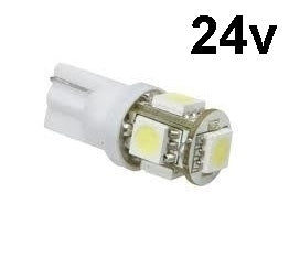 T10 - 24 volt - 5 LED - 5050 SMD - KOUD WIT 6500K