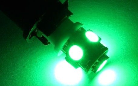 T10 - GROEN - 5 LED - 12V - 5050 SMD