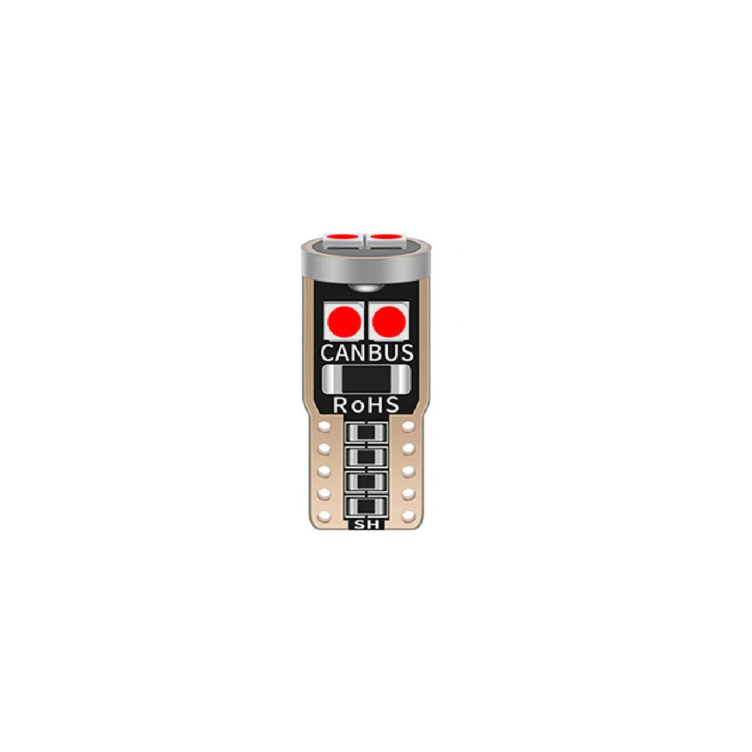T10 LED - CANBUS - Extra fel - 6SMD - 12V - Rood - Per stuk