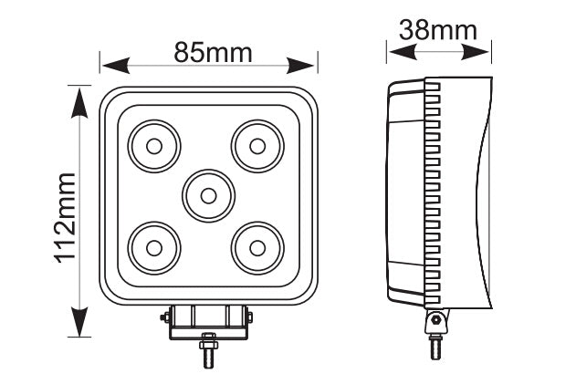 LED SPOT - 5 x 3 Watt - front light - Koud Wit - OFF-ROAD - Square