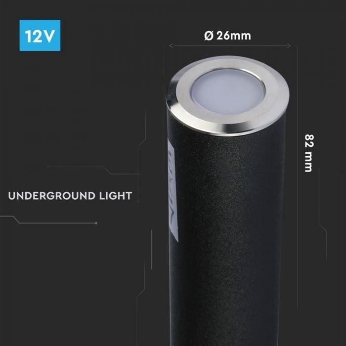 Inbouw grondspot 26mm - 12 Volt tuin verlichting - warm wit - 0,5 Watt - IP67