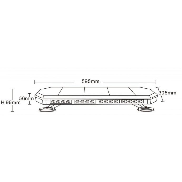 Compacte Zwaailamp - 95mm hoog - R10 / R65 Certificering - 56 LED Oranje - Magnetisch