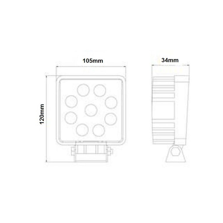 LED SPOT - 9 x 3 Watt - front light - Koud Wit - OFF-ROAD - Square