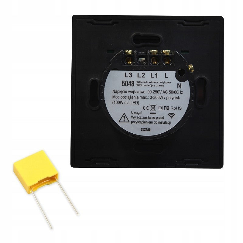 Smart wandschakelaar zwart - Tweevoudig - 300W - SmartLife